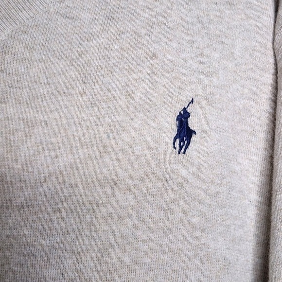 Men's Cream Pullover Sweater Polo Ralph Lauren Pima Cotton Ribb Cuffs/Hem XL - Picture 4 of 5